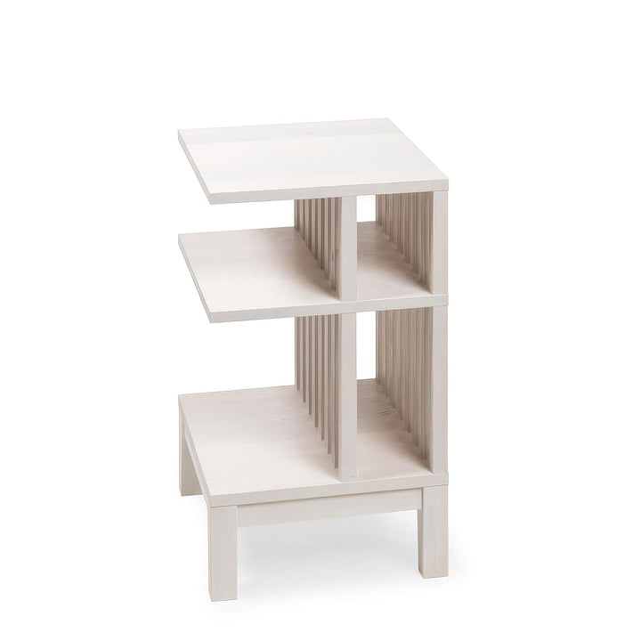 White Beech Nightstand Celine with tiered open shelves, solid beech wood, white finish, and minimalist Scandinavian-inspired design, gallery 1 file 100065_2_1.jpg