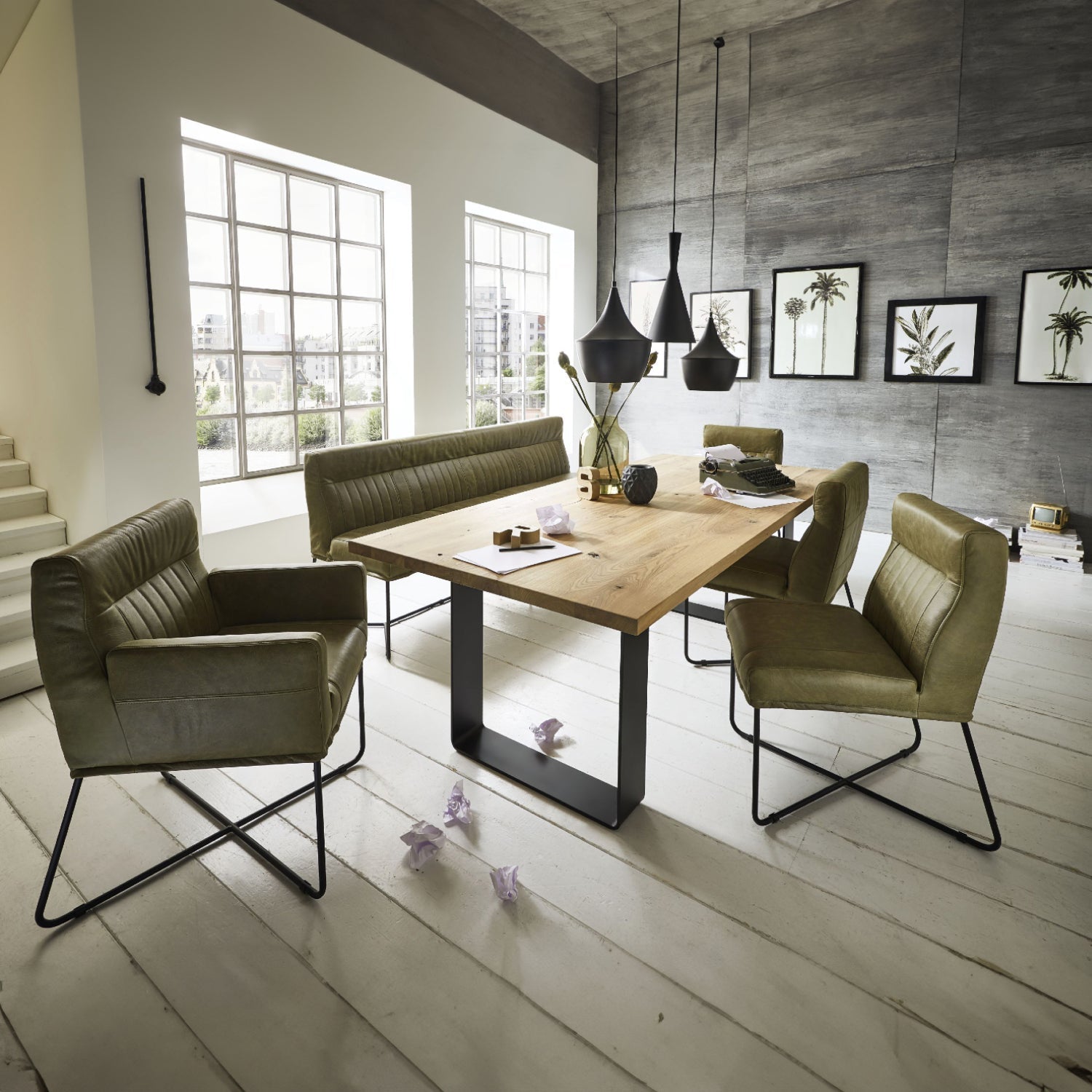 Wild solid oak dining table with handcrafted finish and natural grain details