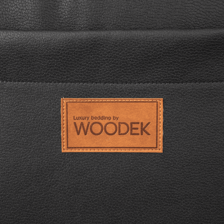 2 in 1 pet mattress and pet bag in black colour, logo detail