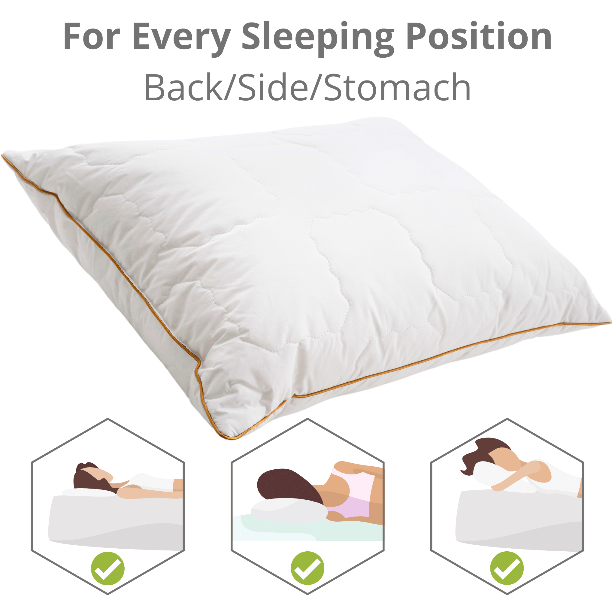 Woodek Luxury Cotton Pillow – Down Alternative Primaloft with versatile support for back, side, and stomach sleepers, detailed quilting, gallery 1 Primaloft-Long-Sleep.png
