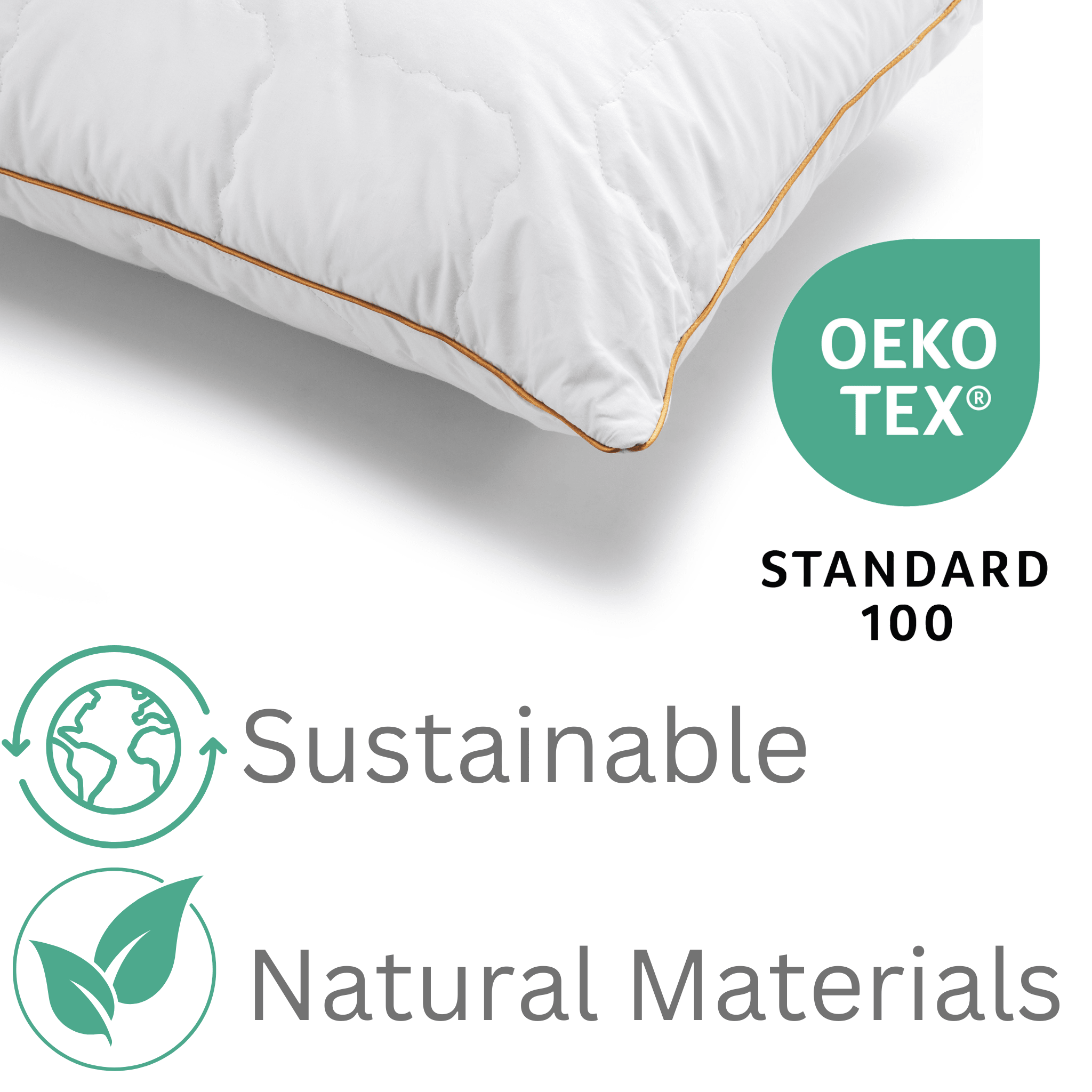 Woodek Luxury Cotton Pillow – Down Alternative Primaloft with Oeko-Tex certification and sustainable natural materials label, gallery position 1 Primaloft-Oeko-Tex.png