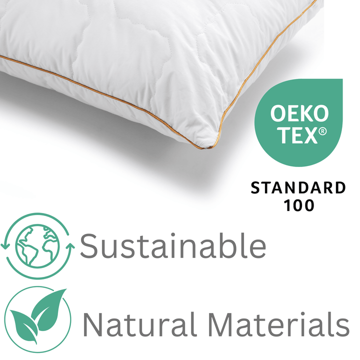 Woodek Luxury Cotton Pillow – Down Alternative Primaloft with Oeko-Tex certification and sustainable natural materials label, gallery position 1 Primaloft-Oeko-Tex.png