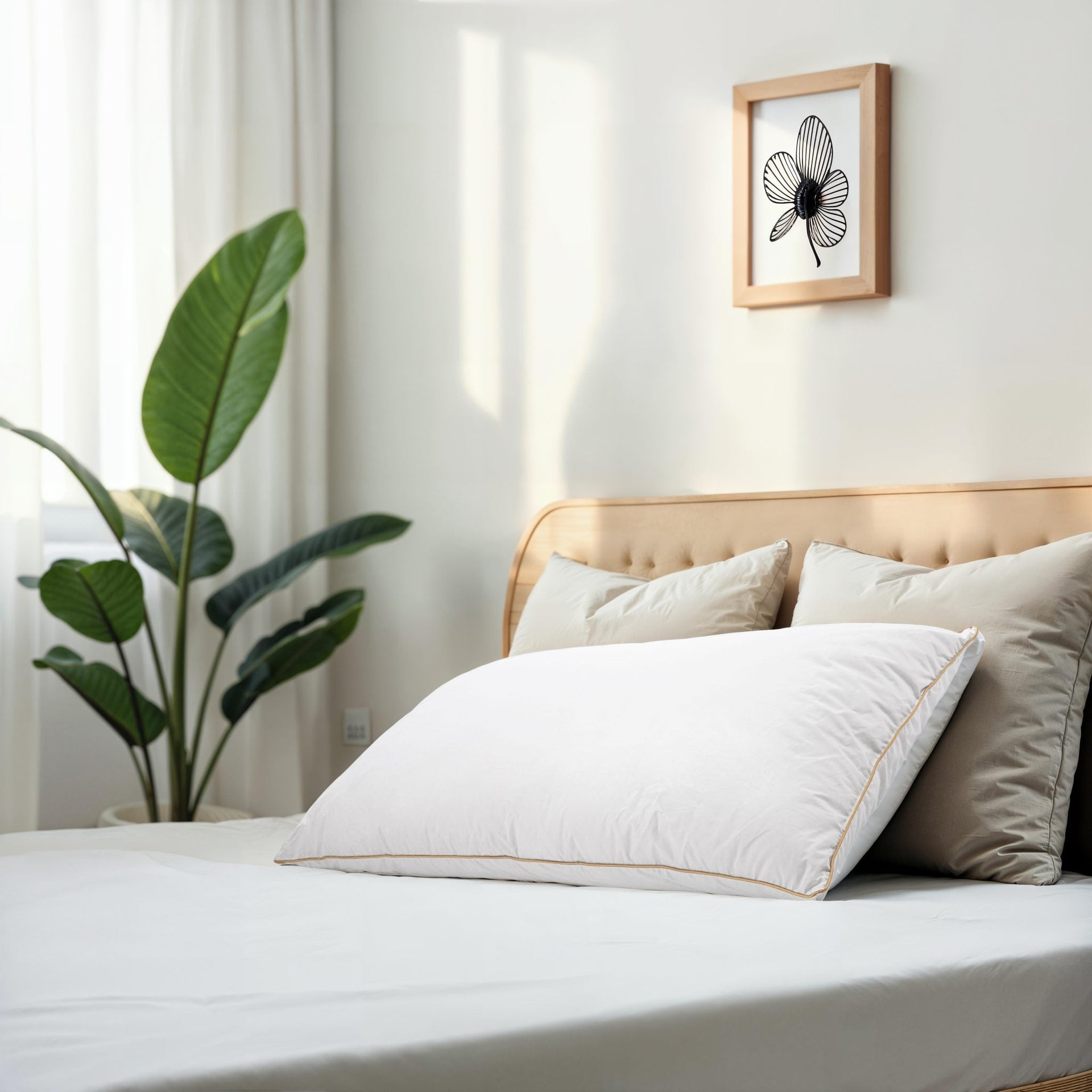 Luxury medium-firm sleep pillow filled with duck feathers and down, OEKO-TEX certified