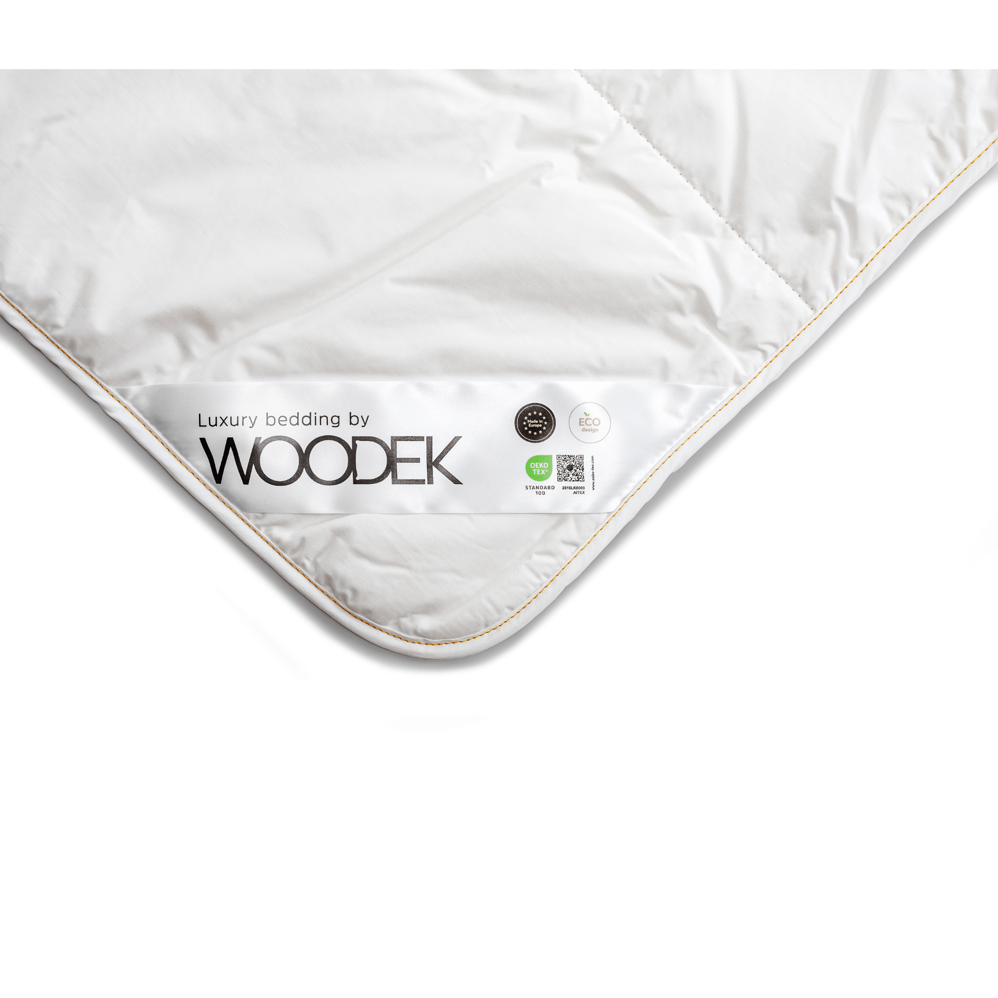 Woodek Luxury Natural and Breathable Cotton Comforter, King 90x96 Inches - Perfect for Summer and All Seasons corner detail with label 111AAA-18.png gallery 1