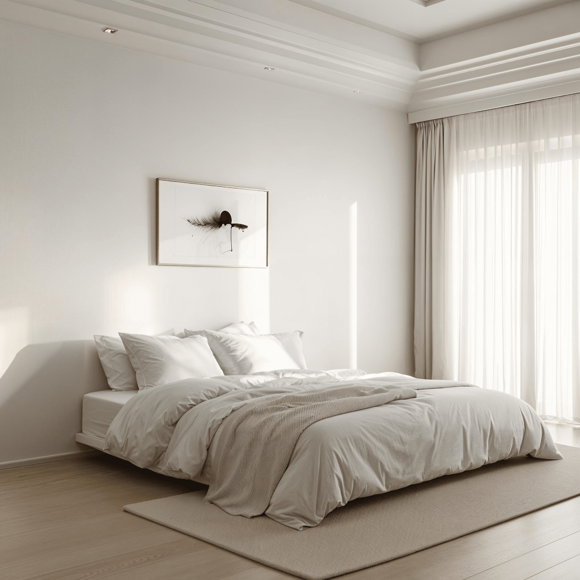 Natural cotton comforter with white edging and golden thread, hypoallergenic and temperature regulating