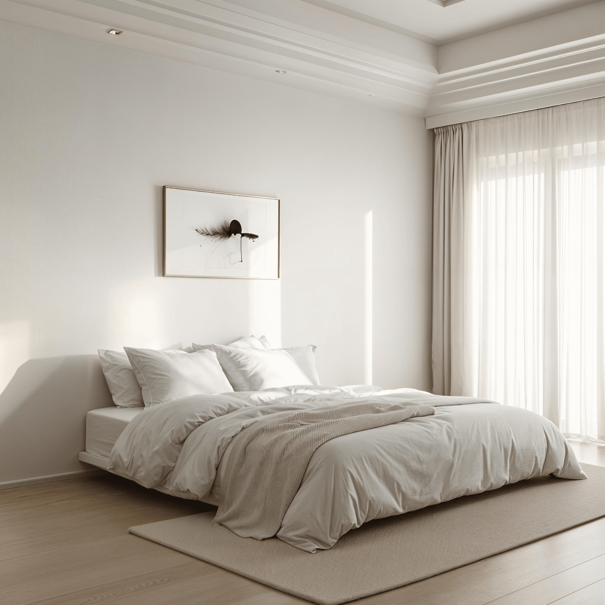 Natural cotton comforter with white edging and golden thread, hypoallergenic and temperature regulating